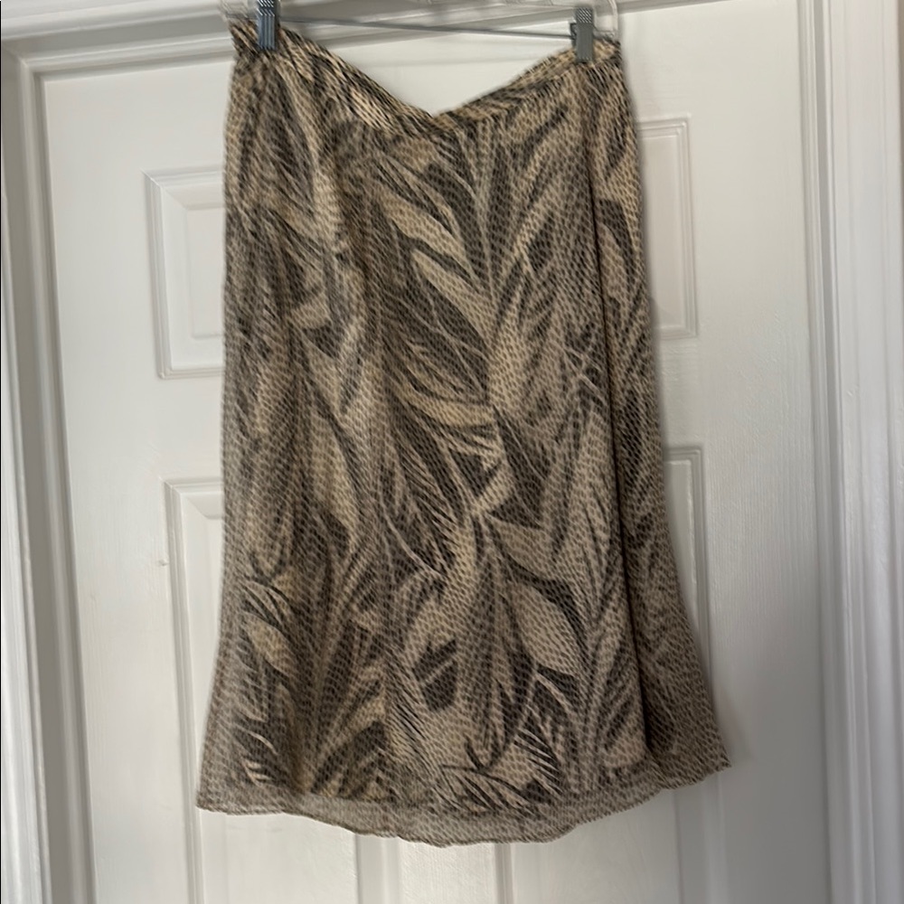 Talbots Cream and Brown Pencil Skirt Knee-Length Cocktail